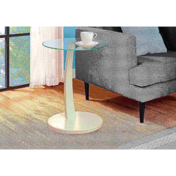 Accent Table - White Bentwood With Tempered Glass